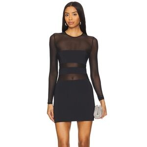 SER.O.YA Lars Mesh Mini Dress in Black
